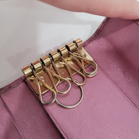Gucci Heart Logo Key Holder Wallet Case Leather Small Purple Metallic Charm - Picture 5 of 12